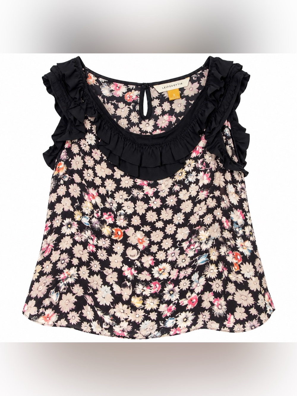 Anthropologie Leifsdottir Silk Blouse 8 Floral Ruffle Whimsigoth Cottagecore Top